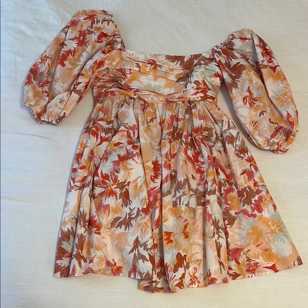Abercrombie & Fitch Orange and Cream Smocked Sundress